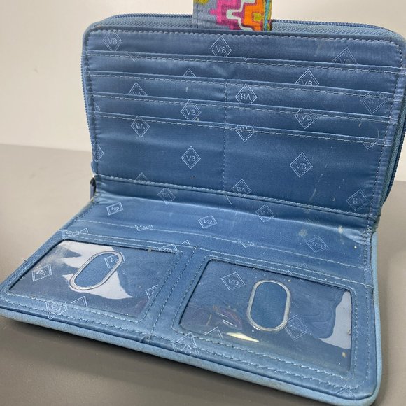 VERA BRADLEY Women's Blue Southwestern Pattern Rfid Turnlock Wallet - Picture 4 of 7